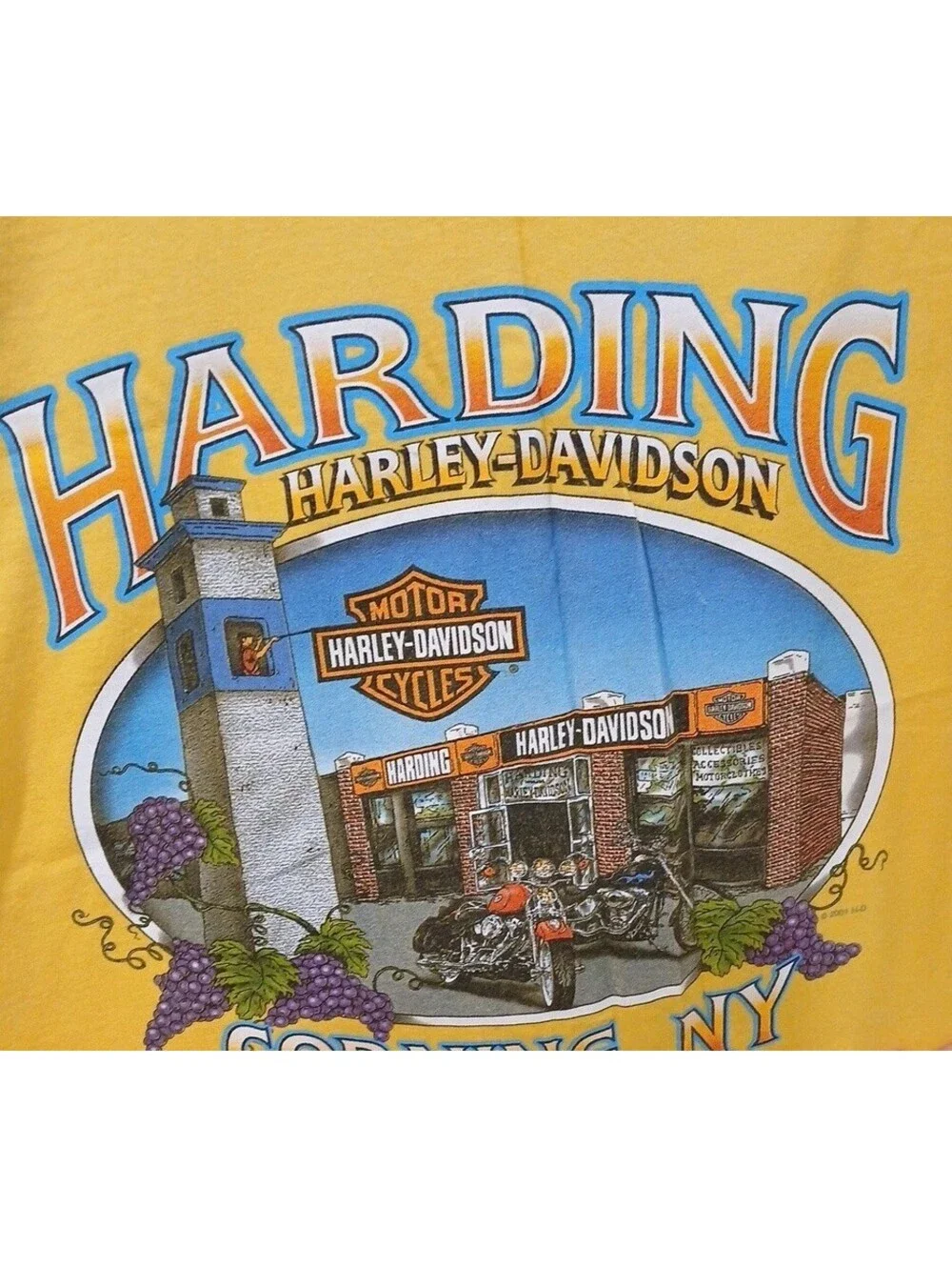 Orange Harley Davidson Yellow flame t-shirt cut off Harding Corning,NY XL - Picture 5 of 5